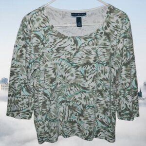 Women's Karen Scott T-Shirt Top Size Medium 3/4 Sleeves